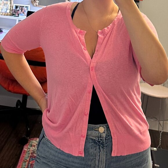 Target’s Merona Pink Women's Short Sleeve Cardigan Sweater - Picture 4 of 6
